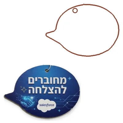 עץ ריח ממותג בצורת בועת דיבור, דוגמה מודפסת וקו חיתוך